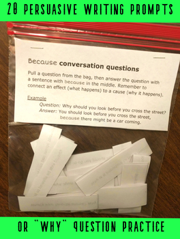Preview of Grab Bag of 20 "Why" Question Writing Prompts or Expressive Language Practice