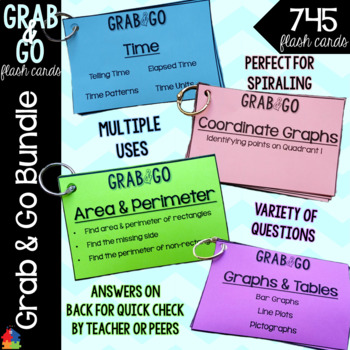 Preview of Grab & Go Math Flash Cards BUNDLE  [Multiple Concepts]