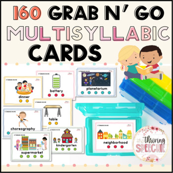 Preview of Grab & Go Multisyllabic Word Cards with Pacing Visuals for 2, 3, 4, 5 Syllables