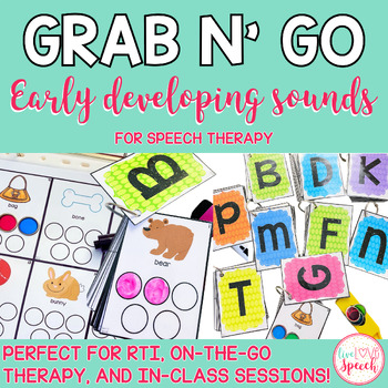 Preview of Grab N' Go Early Developing Sounds {Articulation Cards for Speech Therapy}