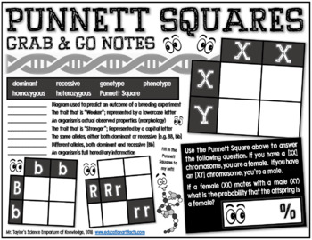 Preview of Grab-and-Go Notes: Punnett Squares