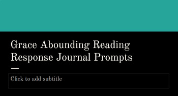 Preview of Grace Abounding Reading Response Journal Prompts: 8th Grade Core Knowledge