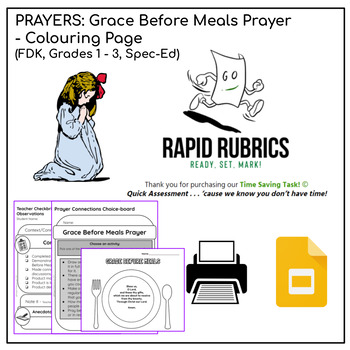 Preview of Grace Before Meals Prayer - Colouring Page & Prompt - Rapid Rubrics