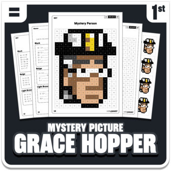 Preview of Grace Hopper Math Mystery Picture - Grade 1 Operations - Women's History Month