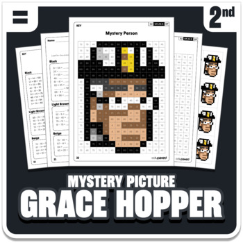 Preview of Grace Hopper Math Mystery Picture - Grade 2 Operations - Women's History Month
