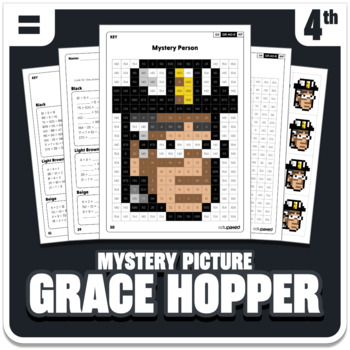 Preview of Grace Hopper Math Mystery Picture - Grade 4 Operations - Women's History Month