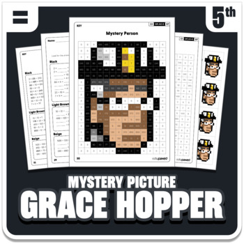 Preview of Grace Hopper Math Mystery Picture - Grade 5 Operations - Women's History Month
