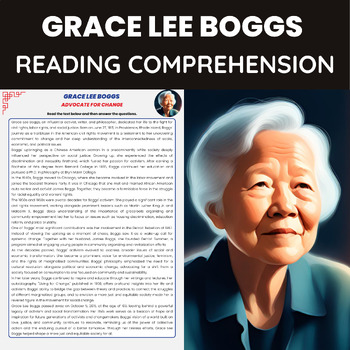 Preview of Grace Lee Boggs Reading Passage for AAPI Heritage Month Social Activist