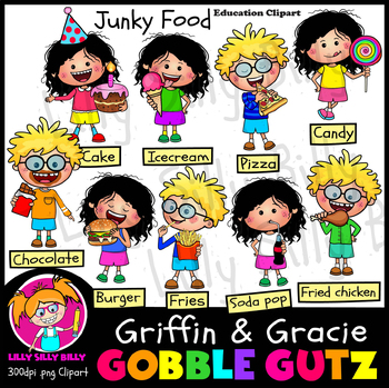 Preview of Griffin and Gracie GOBBLEGUTZ! (Junky Food) - Food and Nutrition clipart.