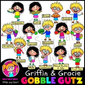Preview of Gracie and Griffin GOBBLEGUTZ! (Whole food) - Food and Nutrition clipart.