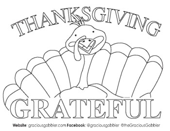 Gracious Gobbler Thanksgiving Coloring Sheet by Gracious Gobbler