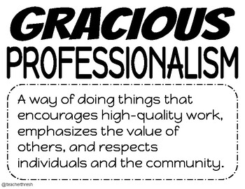 Preview of Gracious Professionalism poster (FIRST Lego League)