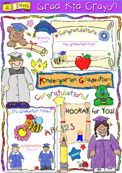 Preview of Grad Kid Crayon Clip Art and Certificate for Pre-K and Kindergarten Graduation