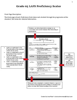 Preview of Grade 05 LAFS Student Proficiency Scales and Google Sheets Standard Tracker