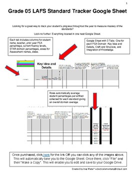 Preview of Grade 05 Google Sheets LAFS Standard Tracker