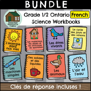 Preview of Grade 1/2 FRENCH Science Workbooks (NEW 2022 Ontario Curriculum)