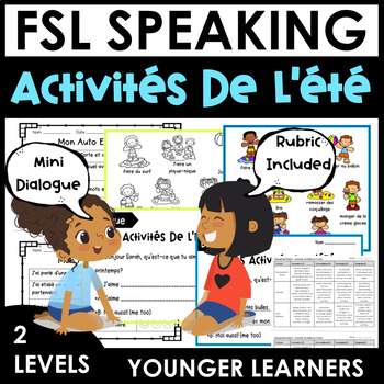 Preview of French Partner Conversation (Dialogue) Summer Activities | Beginners Grade 1-2