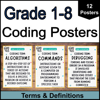 Preview of Grade 1-8 Coding Posters |12 Terms & Definitions