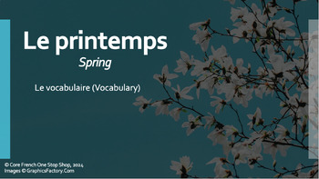 Preview of Core French Le Printemps (Spring): Grade 1-8 Vocabulary PowerPoint