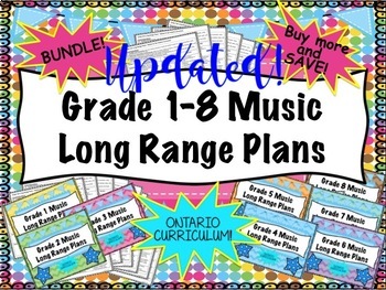 Preview of Grade 1-8 Music Long Range Plans BUNDLE (Ontario Curriculum Based) Pr, Jr, Int!