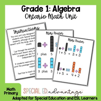 Preview of Grade 1 Algebra Companion Worksheet Pack for Special Education and ESL Students