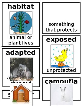 Grade 1 CKLA Domain 8: Animals and Habitats Core Vocabulary Cards