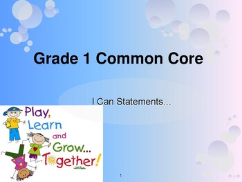 Preview of Grade 1 Common Core State Standards / I Can Statements Posters / ELA/
