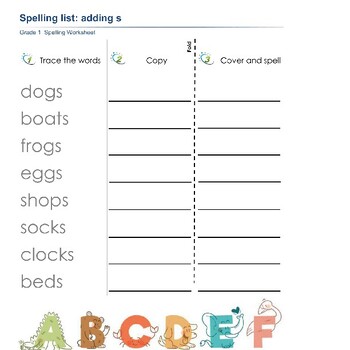 Grade 1 Consonant Blends and Plural Forms Spelling Worksheets | TPT