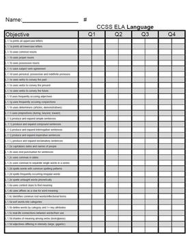 Preview of Grade 1 ELA Common Core Tracking Sheets