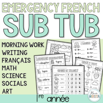 Preview of Grade 1 Emergency French Sub Tub - A week of French sub plan activities