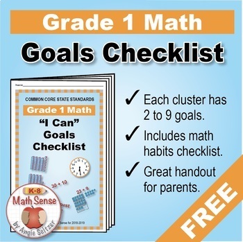 Preview of Grade 1 FREE Checklist of Math Goals with Links to 1st Grade Games