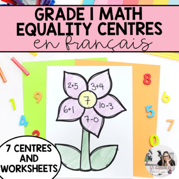 Preview of Grade 1 French Math | French Equality Centres | L'égalité | Première année