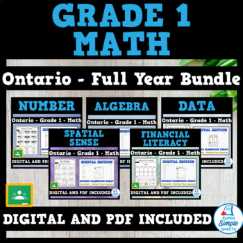 Preview of Grade 1 - Full Year Math Bundle - Ontario New 2020 Curriculum - GOOGLE + PDF!