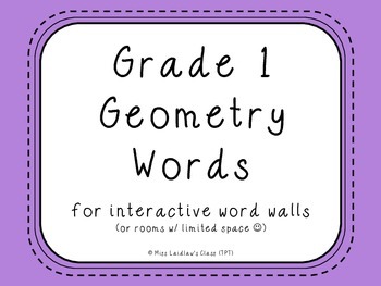 Preview of Grade 1 Geometry (Ontario) Word Wall Words {Purple} - for word walls and games