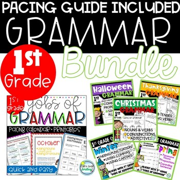 Preview of 1st Grade Grammar Bundle For the Year with Pacing Guide Worksheets & Lessons