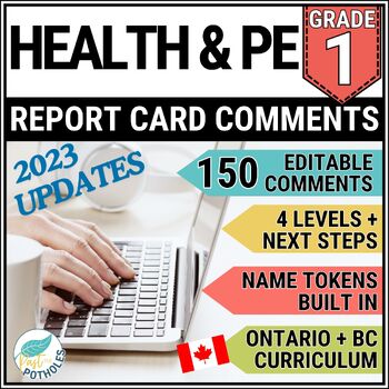 Preview of Health & Physical Education Report Card Comments - Grade 1 Ontario & BC EDITABLE
