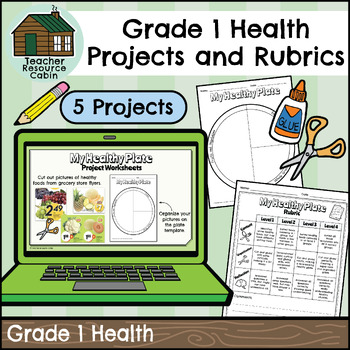 Preview of Grade 1 Health Projects and Rubrics - Includes Google Slides™ (Grade 1 Health)