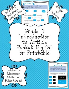 Preview of Grade 1 Introduction to Article Digital or Printable
