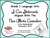 Grade 1 Language Arts  I Can Statements for New Alberta Cu