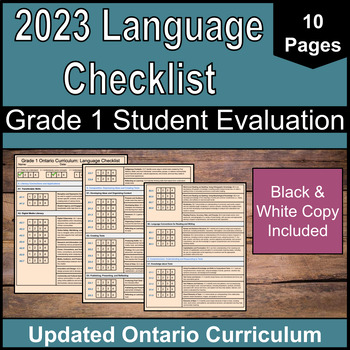 Preview of Grade 1 Language Curriculum Checklist | NEW 2023 Ontario Curriculum | Evaluation