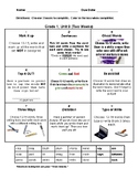 Grade 1 (Level 1) Units 9-11 Choice Boards with Rubrics