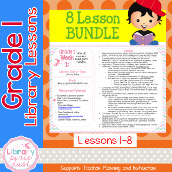 Preview of Gr. 1: 8 Lessons (Book Care & Selection, Concept Books, Character Traits)