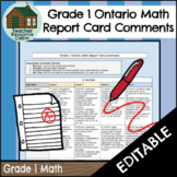 Grade 1 MATH Ontario Report Card Comments (Use with Google Docs™)