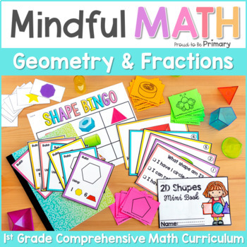 Preview of Grade 1 Math - 2D & 3D Shapes & Fractions Unit - First Grade Geometry Lessons