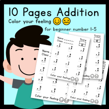 Preview of Grade 1 Math - Addition Number 1-5 for First Grade Math 10 Work Sheets