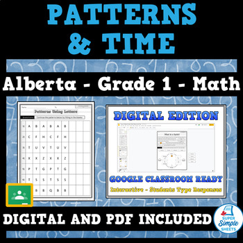 Preview of Grade 1 Math - Alberta - Patterns and Time - Updated 2022 Curriculum