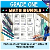 Grade 1 Math Bundle - No Prep Worksheets / Printables, Str