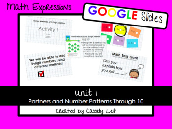 Preview of Grade 1 Math Expressions Google Slides Unit 1