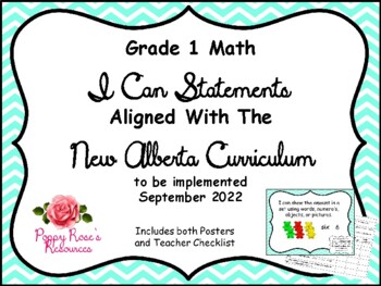 Preview of Grade 1 Math  I Can Statements for New Alberta Math Curriculum (2022)