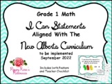 Grade 1 Math  I Can Statements for New Alberta Math Curric